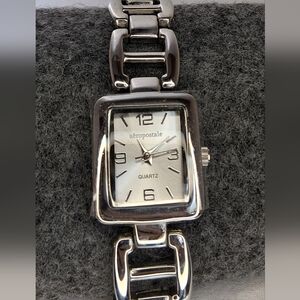 Aeropostale Quartz Watch Metal Link Rectangle Face Silvertone